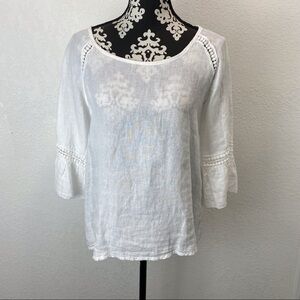 Bellambra Linen & Crochet Pull Over Top Made in Italy Lagenlook